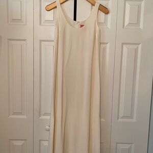 J. Crew Ivory Top with Coral Pink Logo Tag